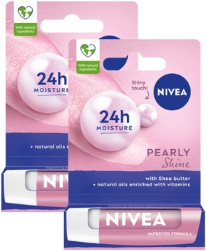 Pomadka ochronna do ust 2x NIVEA Pearly Shine Zestaw