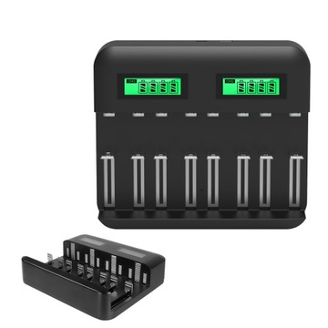 Быстрое зарядное устройство с ЖК-дисплеем и USB на 8 слотов 8*AA 8*AA, 4*C, 4*D батареи