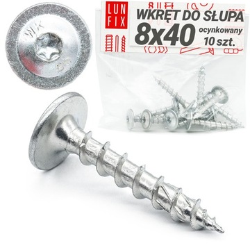 WKRĘT CIESIELSK DO PODSTAWY SŁUPA ocynk 8x40 10szt