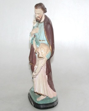 СВЯТОЙ ИОСИФ С РЕБЕНКОМ СТАРАЯ ГИПСОВАЯ ФИГУРКА БОЛЬШАЯ 34 см.