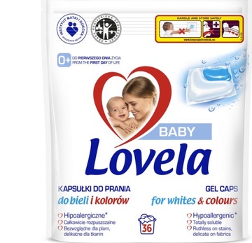 LOVELA BABY KAPSUŁKI DO PRANIA DO BIELI I KOLORÓW 36 SZT