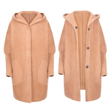 ПАЛЬТО АЛЬПАКА, КАПЮШОН, ШЕРСТЬ, ЦВЕТА OVERSIZE