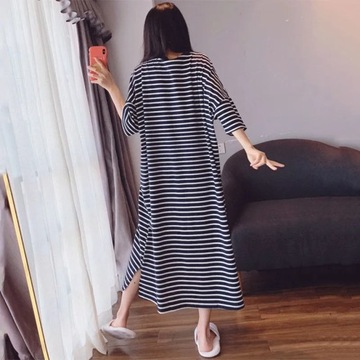 6XL Women Short Sleeve Homewear Nightdress Striped