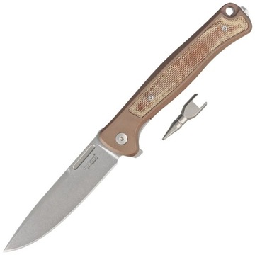Nóż składany LionSTEEL SKinny Stonewash MagnaCut Earth Alu Brown Micarta