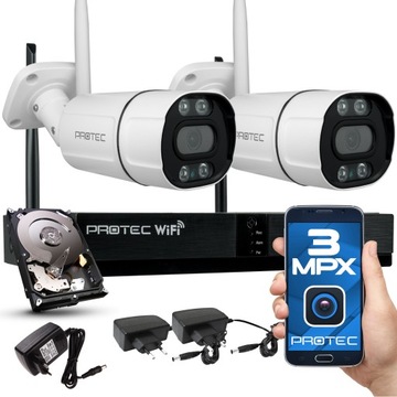 ZESTAW DO MONITORINGU WiFi 2 KAMERY 3MPX DYSK