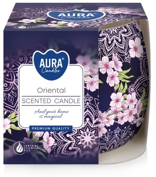 Świeca zapachowa Oriental w szkle z wzorem 20h PL
