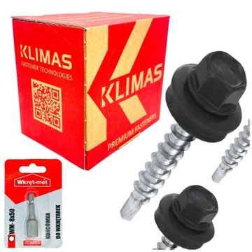 Wkręty farmerskie RAL 7016 ANTRACYT 4,8x35mm farmery DO BLACHY 250szt + BIT