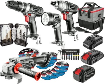GRAPHITE ZESTAW 4 ELEKTRONARZĘDZI 18V 2+4Ah ENERGY