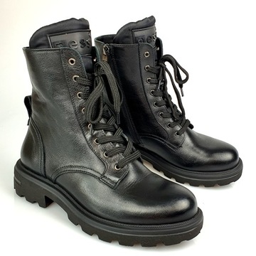 Черные ботинки черная кожа Nessi 21134 38