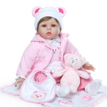 Brązowe krótkie włosy dziewczyna baby doll 55 cm