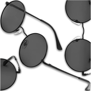 Okulary przeciwsłoneczne LENONKI retro czarne letnie metalowe CE vintage