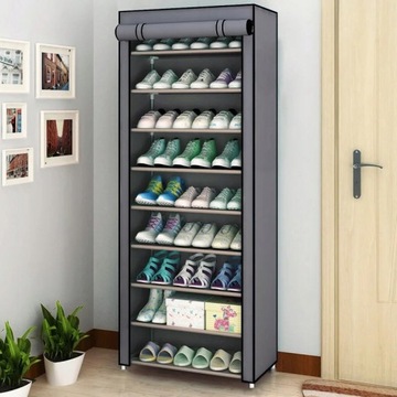 Шкаф для обуви 60х160х30 см. Тканевый вертикальный складной органайзер, 9 полок.