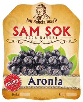 Etykieta Sok Aroniowy. Naklejki na butelki i słoje