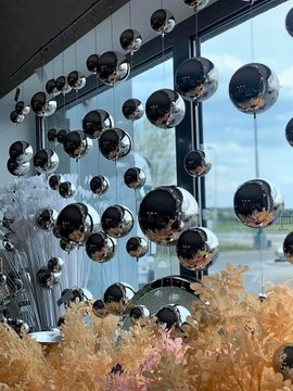 Подвесная оконная гирлянда из серебряных стальных шариков 120