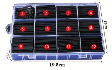 НАБОР ТЕРМОУСАДОЧНЫХ ТРУБОК ТЕРМОУСАДОЧНЫЕ РУКАВА РАЗЛИЧНЫХ РАЗМЕРОВ ЧЕРНЫЙ 650 ШТ