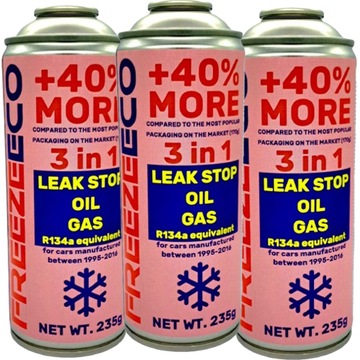 GAZ DO NABICIA KLIMATYZACJI aut czynnik chłodniczy FREEZEECO 3W1 400ml 3szt