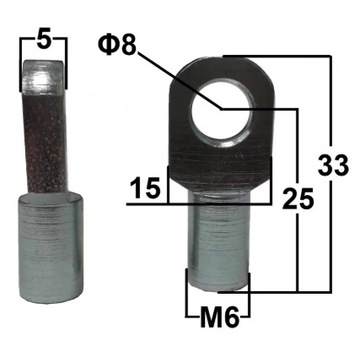 UCHWYT SPRĘŻYNY GAZOWEJ OCZKO 8mm gwint M6