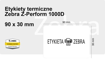 Термоэтикетки Зебра бумага 90х30мм, сердцевина 76мм