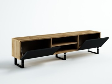 ШКАФ ДЛЯ ТЕЛЕВИЗОРА LOFT 180 ДУБ ВОТАН/МАТОВЫЙ ЧЕРНЫЙ ПРОМЫШЛЕННЫЙ, СОВРЕМЕННЫЙ СТИЛЬ