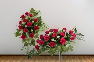 SZTUCZNE KWIATY STROIKI NA CMENTARZ RÓŻA KOMPOZYCJA DONICZKA WKŁAD WAZONU