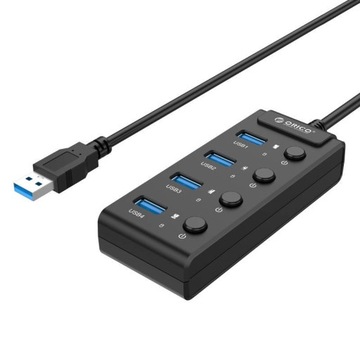 ORICO ROZDZIELACZ LISTWA ADAPTER HUB USB DO 4X USB-A 3.0 Z 4 PRZEŁĄCZNIKAMI