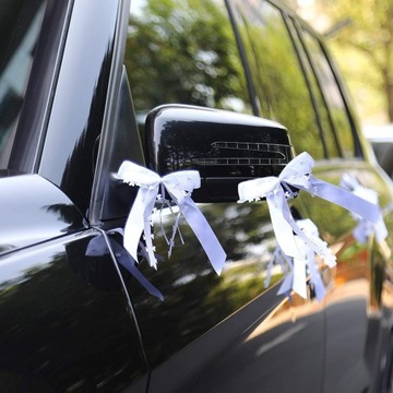 DEKORACJA ŚLUBNA DO SAMOCHODU NA ŚLUB AUTO OZDOBY DEKORACJE KOKARDKI WESELE