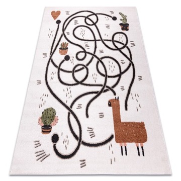 DYWAN DZIECIĘCY FUN 280x370 cm GRA LAMA krem #O511