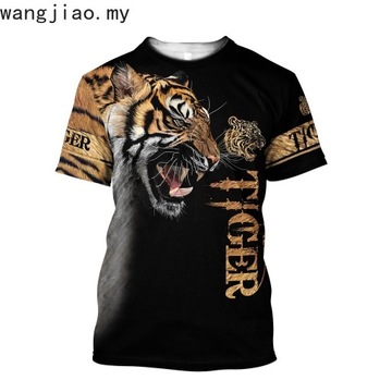 Animal Graphic 3D Tiger Printed Men Short Sleeve T-Shirt Casual O-neck Tops