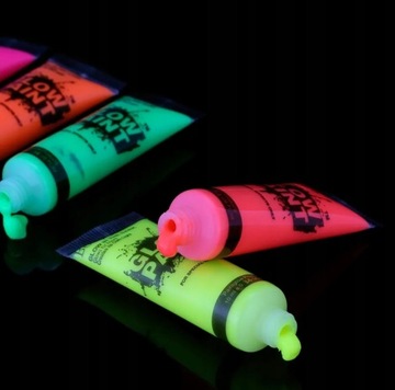 КРАСКИ ДЛЯ ЛИЦА И ТЕЛА СВЕТЯЩИЕСЯ УФ НЕОН НАБОР ИЗ 6 ЦВЕТОВ ДЛЯ ВЕЧЕРИНКИ