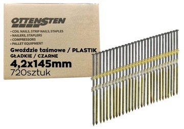 GWOŹDZIE ŁĄCZONE PLASTIKIEM 4,2X145mm 0,72tys gładkie czarne gwoździarka