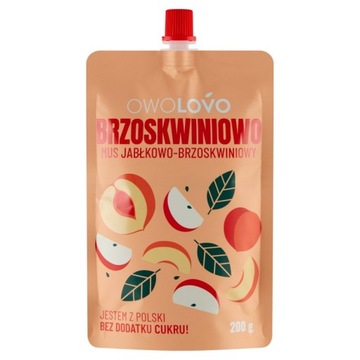OWOLOVO Mus jabłko brzoskwinia bez cukru 200 g