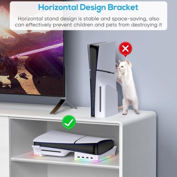 Горизонтальная подставка RGB USB HUB для консоли PLAYSTATION 5 SLIM, базовый держатель PS5 SLIM