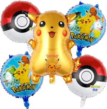 Balony foliowe POKEMON GO PIKACHU pokeball urodziny zestaw balonów 5 szt.