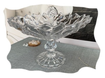 Patera szklana na nodze do owoców przekąsek CRYSTAL 32cm