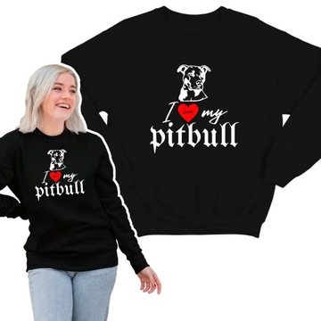 Bluza damska bez kaptura pies psa dog pitbull love