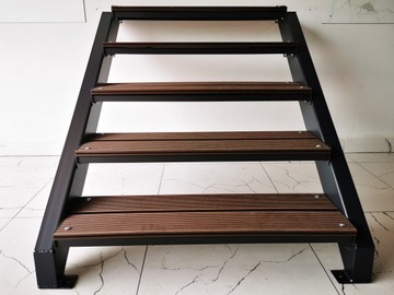 Schody systemowe metalowe,stopnie 100x28cm stal+deska tarasowa,kompozytowa