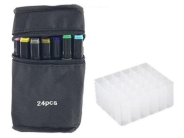 Спиртовые двусторонние маркеры в футляре 24 + подставка.