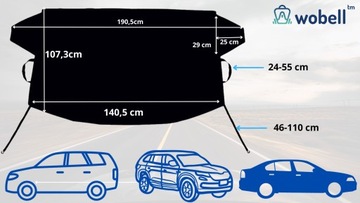 КРЫШКА ВЕТРОВОГО СТЕКЛА АВТОМОБИЛЯ, БОЛЬШАЯ, КОВРИК ПРОТИВ МОРОЗИЯ, РУЧКИ