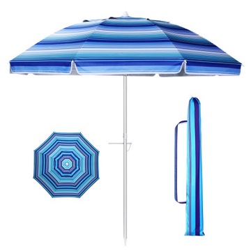 PARASOL PLAŻOWY PARASOLE PRZECIWSŁONECZNE DO PIASKU W NIEBIESKIE PASKI