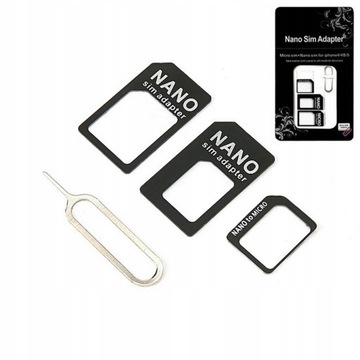 4W1 Adapter kart SIM micro nano iPhone + kluczyk