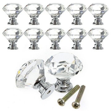 30MM DIAMENTOWA KLAMKA Z KRYSZTAŁOWEGO SZKŁA KUCHENNA SZAFKA SZAFA RYSUNEK