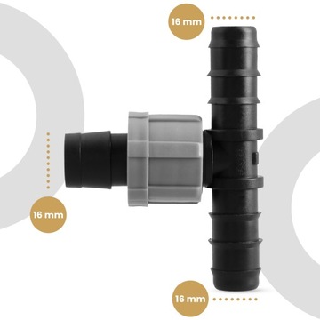 10x Tee 16x16x16 мм разъем шланга капель