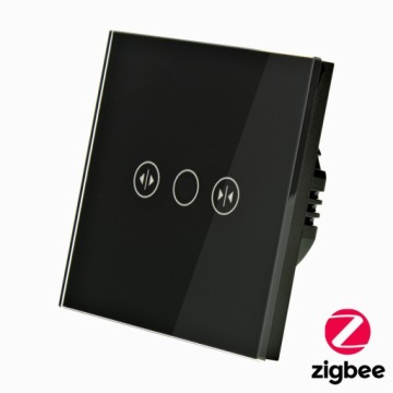 СТЕКЛЯННЫЙ СЕНСОРНЫЙ ВЫКЛЮЧАТЕЛЬ ДЛЯ РОЛЛЕТНИЦ, ШТОР, ЖАЛЮЗИ, КАРЕН, ZIGBEE TUYA, ЧЕРНЫЙ