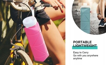 Силиконовая складная дорожная бутылка для воды емкостью 600 мл