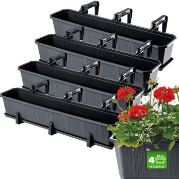 4x SKRZYNKA BALKONOWA 80cm UCHWYTY GRAFITOWA