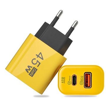 Быстрое сетевое зарядное устройство USB Type-C GAN 45W QC 3.0 PD для ноутбука