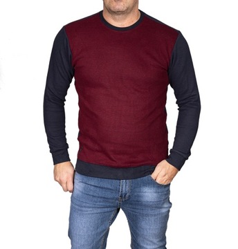 Sweter męski bordowy klasyczny Pako bawełniany gładki XL