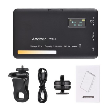 Andoer W140 Карманный прикрепляемый светодиодный видеосветильник для мобильных устройств