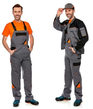 Mocne ubranie robocze SZARE z potrójnymi szwami 52