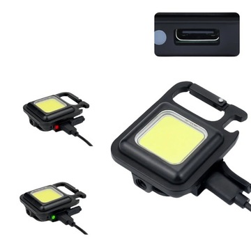 Мини карманный фонарик-брелок LED COB USB 6W 4IN1